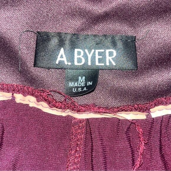 Vintage A. Byer Burgundy Shimmer Cocktail Dress Size Medium - Picture 6 of 8
